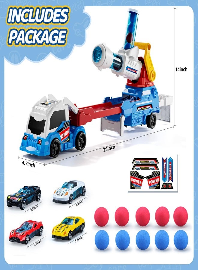 AuroTops Boy Toys Age 3 4 5 6 Year Old Boy Gifts for Kids Gifts Toy Trucks with Light & Sounds Toys for Kids Age 3 4 5 6 7 8 Years Old,Include Eejection&Shooting Truck,4 Racing Cars - Image 2